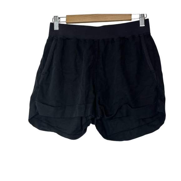 Faherty Pants - Faherty Linen Blend Shorts Elastic Waist Pull On Women's Medium Black Pockets